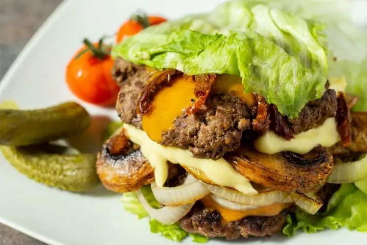 keto burger with lettuce